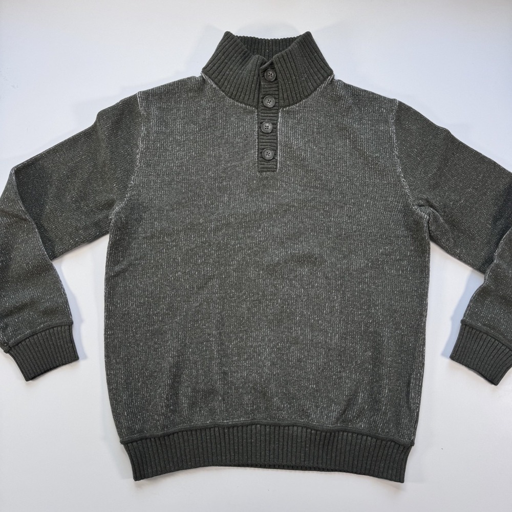 GAP Mock Neck Henley Cotton Blend Knit Sweater Green Mens Small